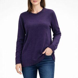 J Jill Womens Medium Purple Knit Long Sleeve Top Crewneck Soft Cotton Blend